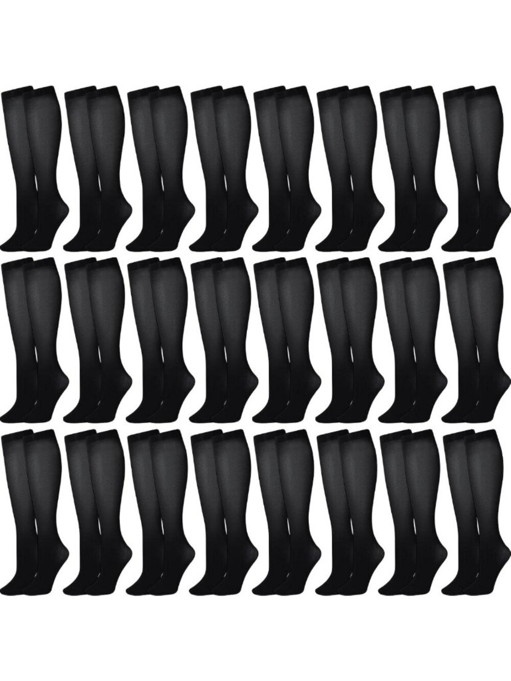 24 Pairs Women's Opaque Knee-High Trouser Socks - Stretchy Spandex Nylon Bulk